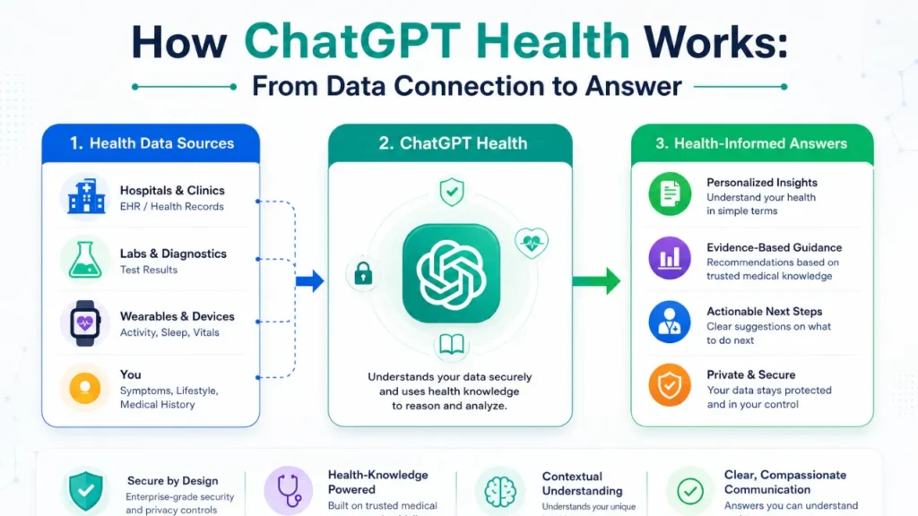 ChatGPT Health feature interface showing connected health data